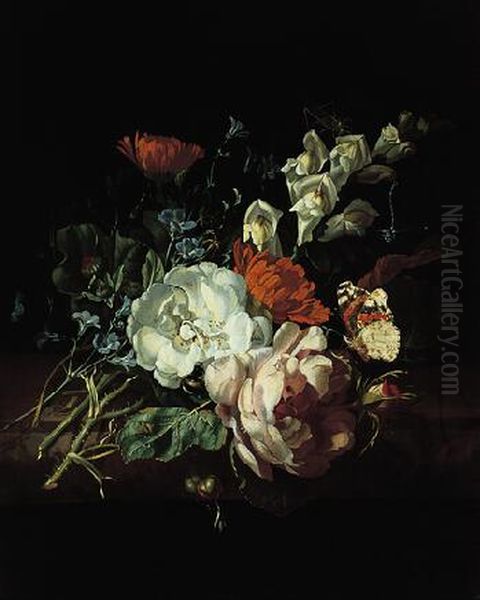 Nosegay on a Marble Plinth Oil Painting by Rachel Ruysch