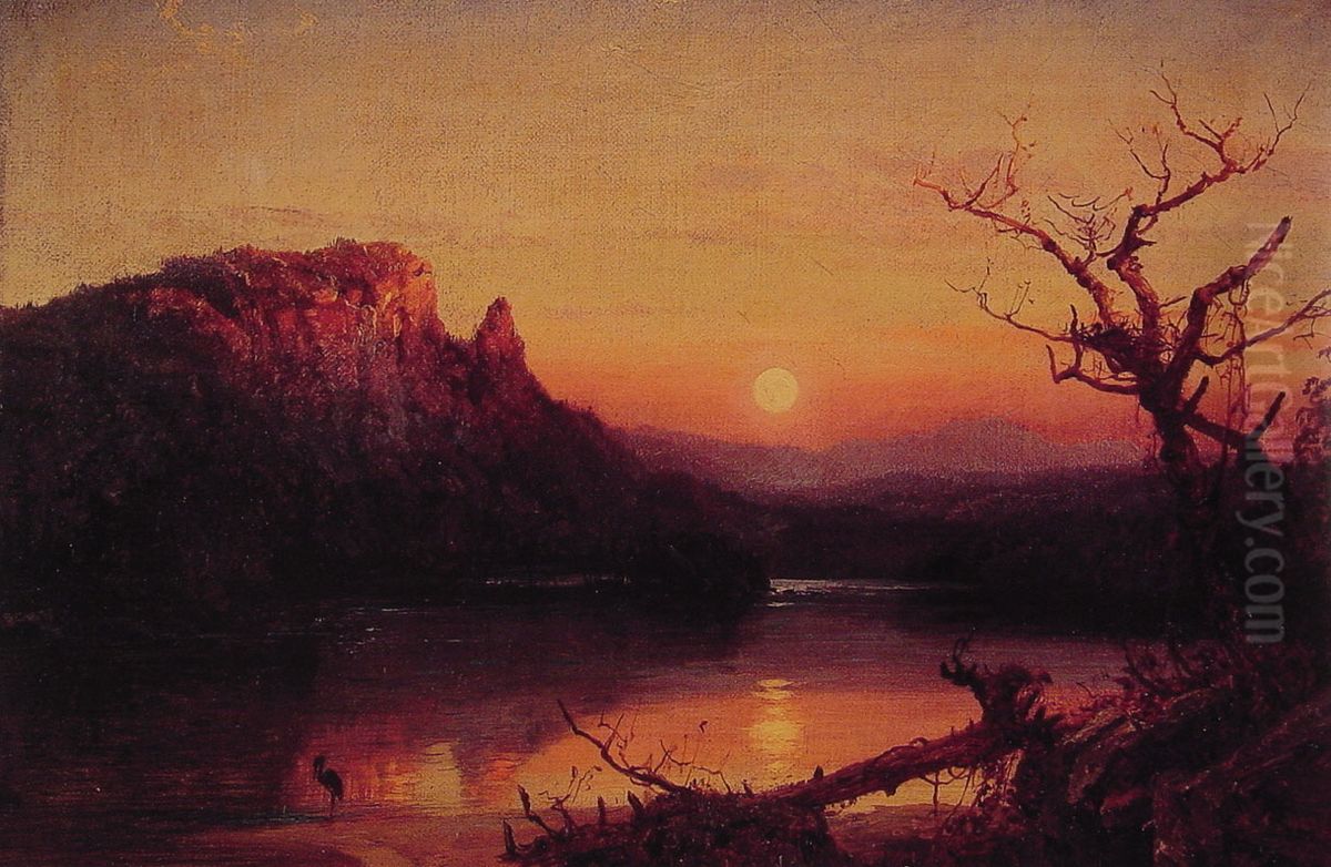 Sunset Eagle Cliff Oil Painting by Jasper Francis Cropsey Sunset Eagle Cliff Oil Painting by Jasper Francis Cropsey