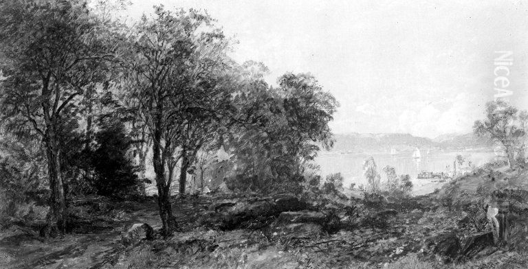 View of the Hudson Oil Painting by Jasper Francis Cropsey