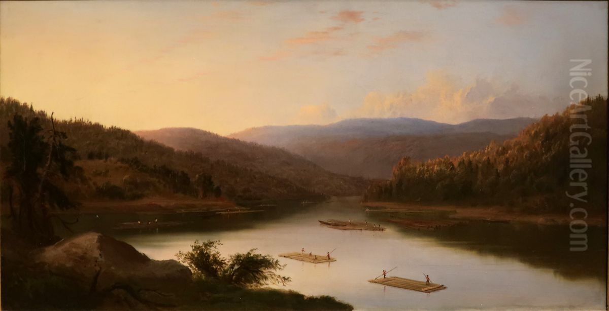 Flat Boat Men Oil Painting by Robert Seldon Duncanson