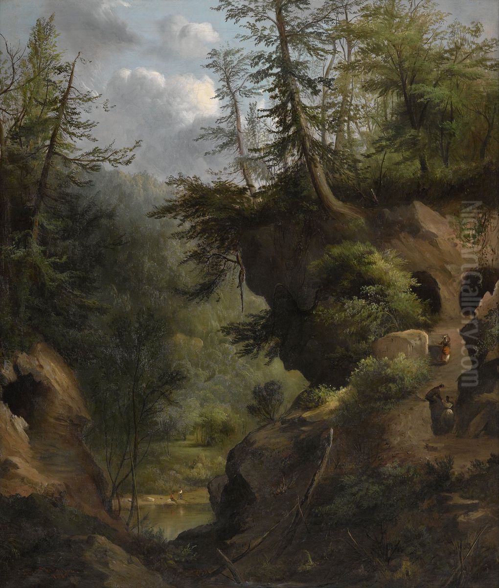 The Caves Oil Painting by Robert Seldon Duncanson