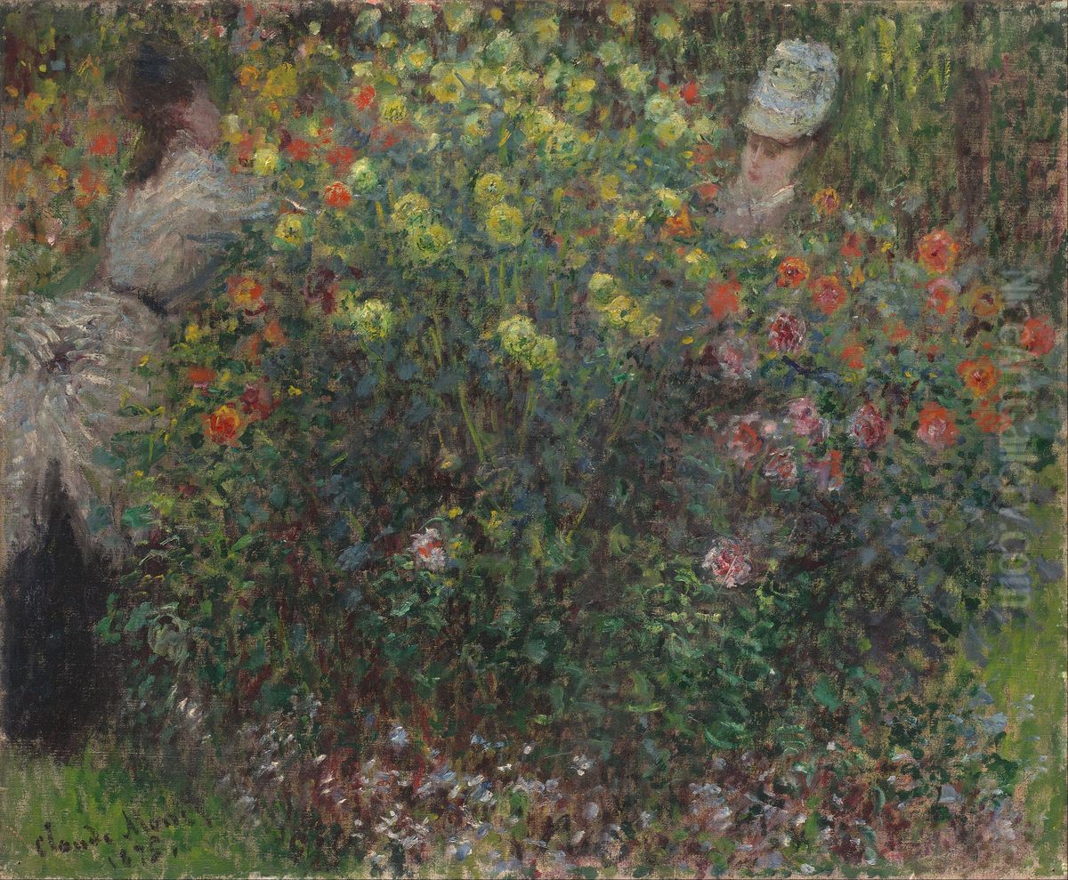 Ladies in Flowers Oil Painting by Claude Oscar Monet
