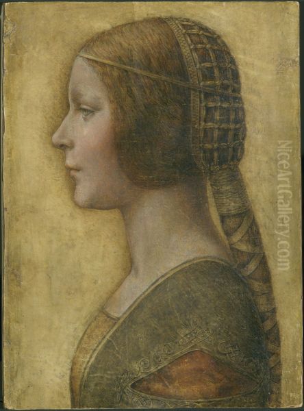 Profile of a Young Fiancee Oil Painting by Leonardo Da Vinci