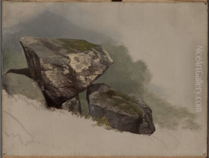 Study of a Rock Oil Painting by Asher Brown Durand