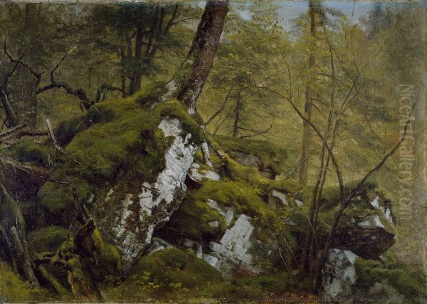 Study of a Wood Interior Oil Painting by Asher Brown Durand