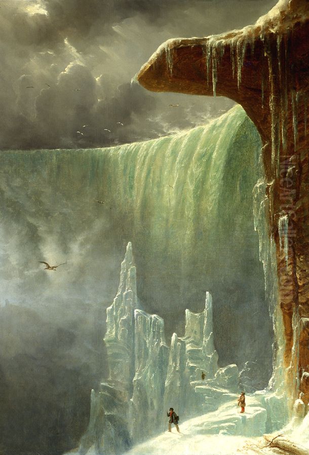 the Table Rock in Winter Oil Painting by Regis Francois Gignoux