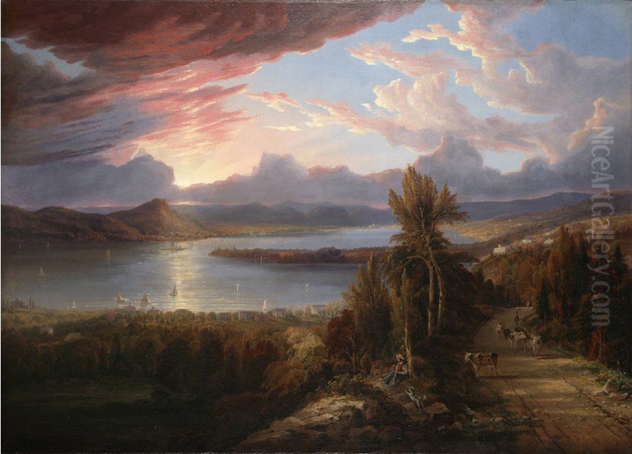 Hudson River North to Croton Point Oil Painting by Robert Havell