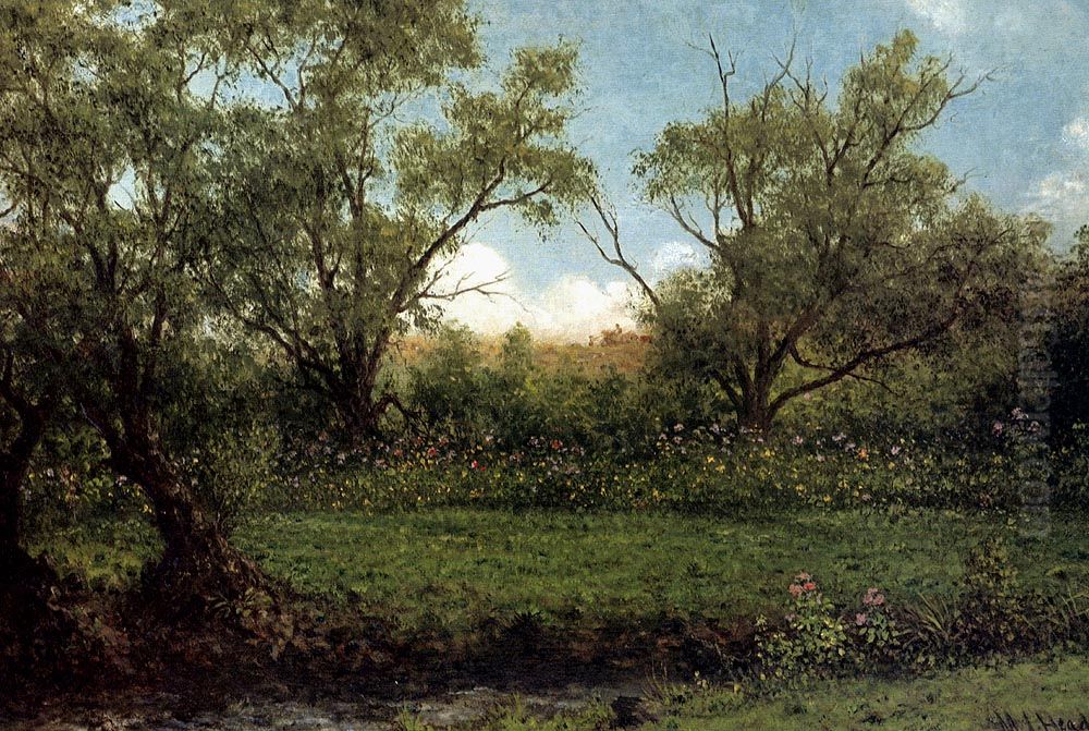 Brookside (Asters In A Field) Oil Painting by Martin Johnson Heade