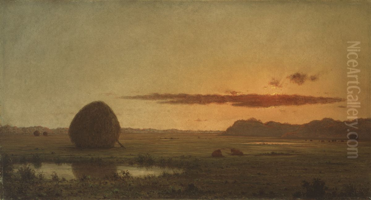 Sunset, Newburyport Meadows Oil Painting by Martin Johnson Heade