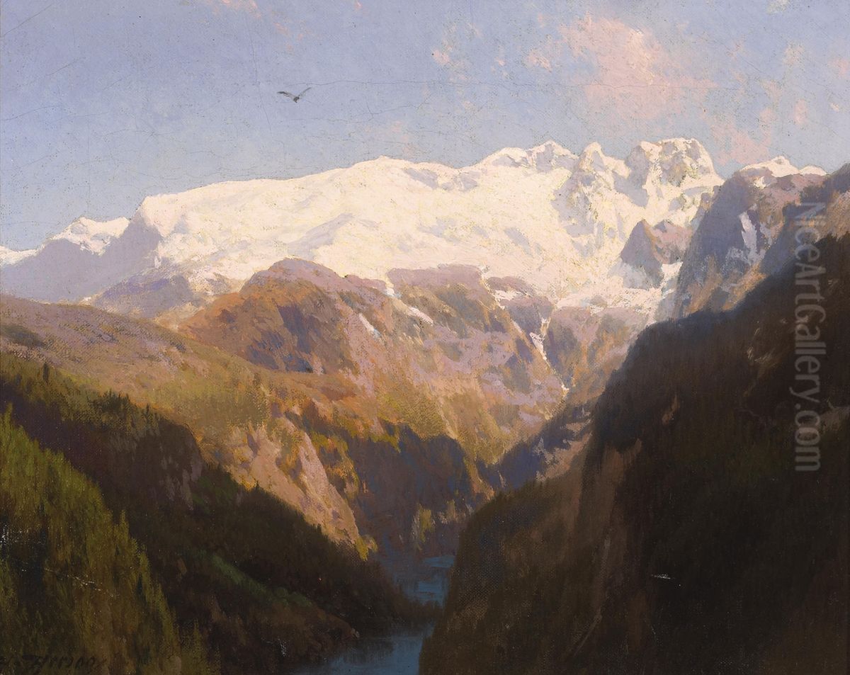 In the Mountains Oil Painting by Hermann Ottomar Herzog