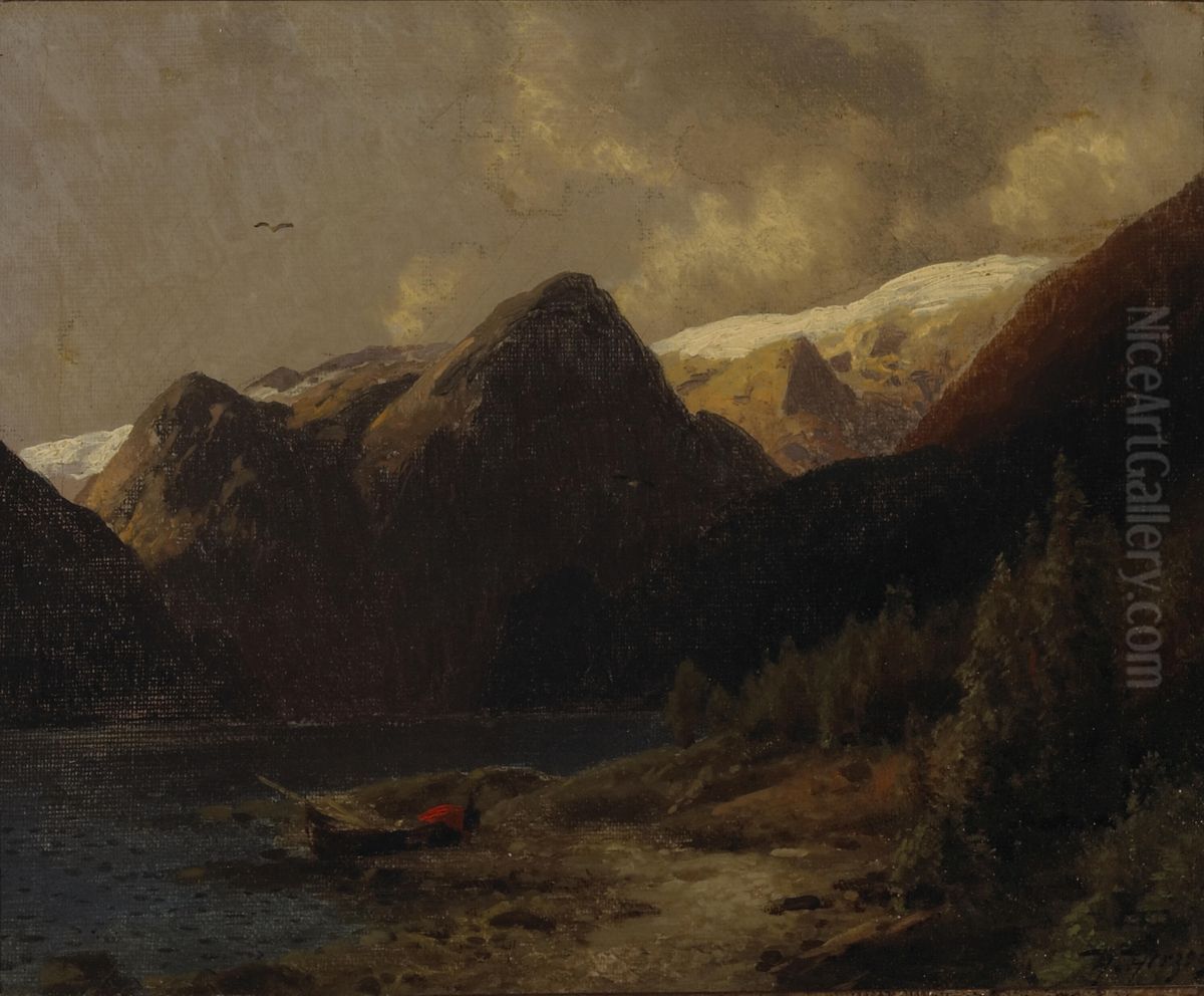 The Lone Boat Oil Painting by Hermann Ottomar Herzog