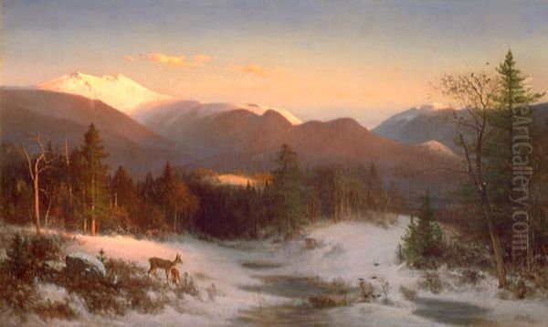 Mount Lafayette in Winter Oil Painting by Thomas Hill