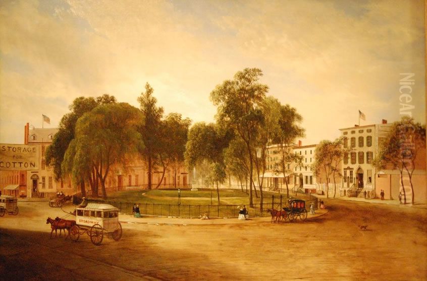 Bowling Green, New York City Oil Painting by David Johnson