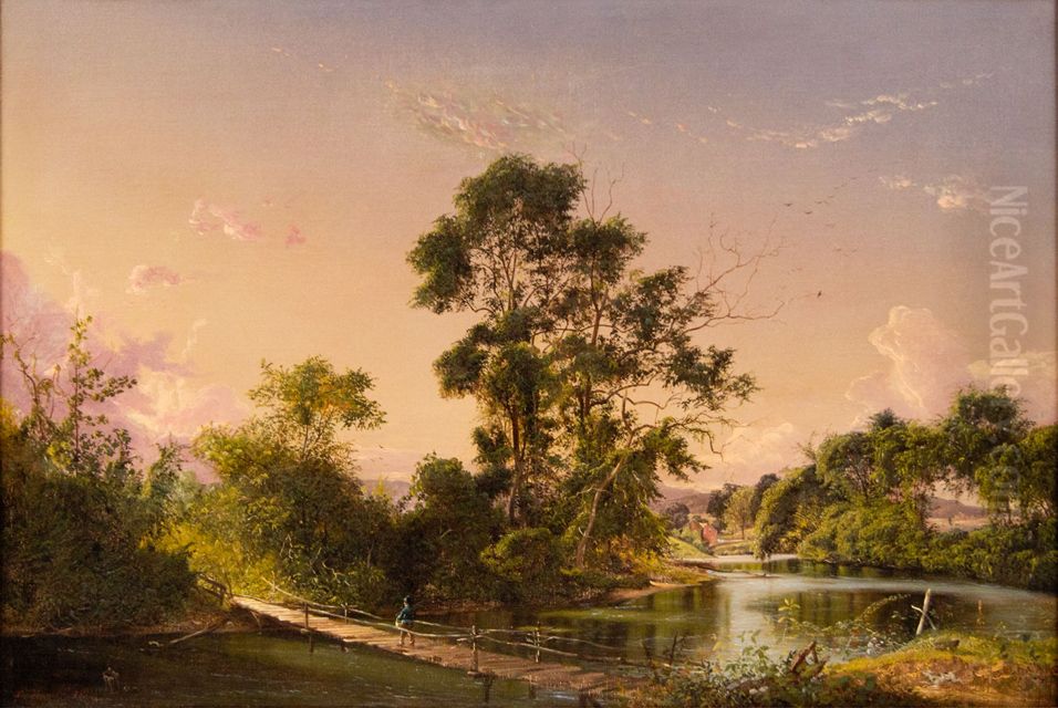 Sunset On the Unadilla River Oil Painting by David Johnson