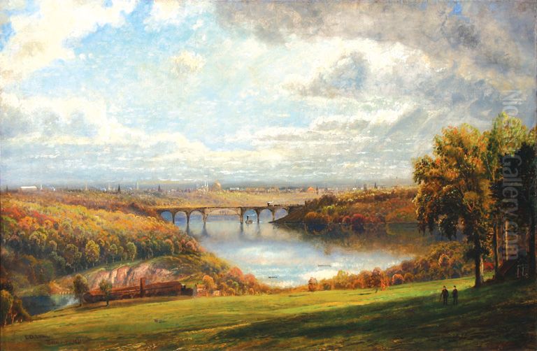 A View of Philadelphia from Belmont Plateau Oil Painting by Edmund Darch Lewis