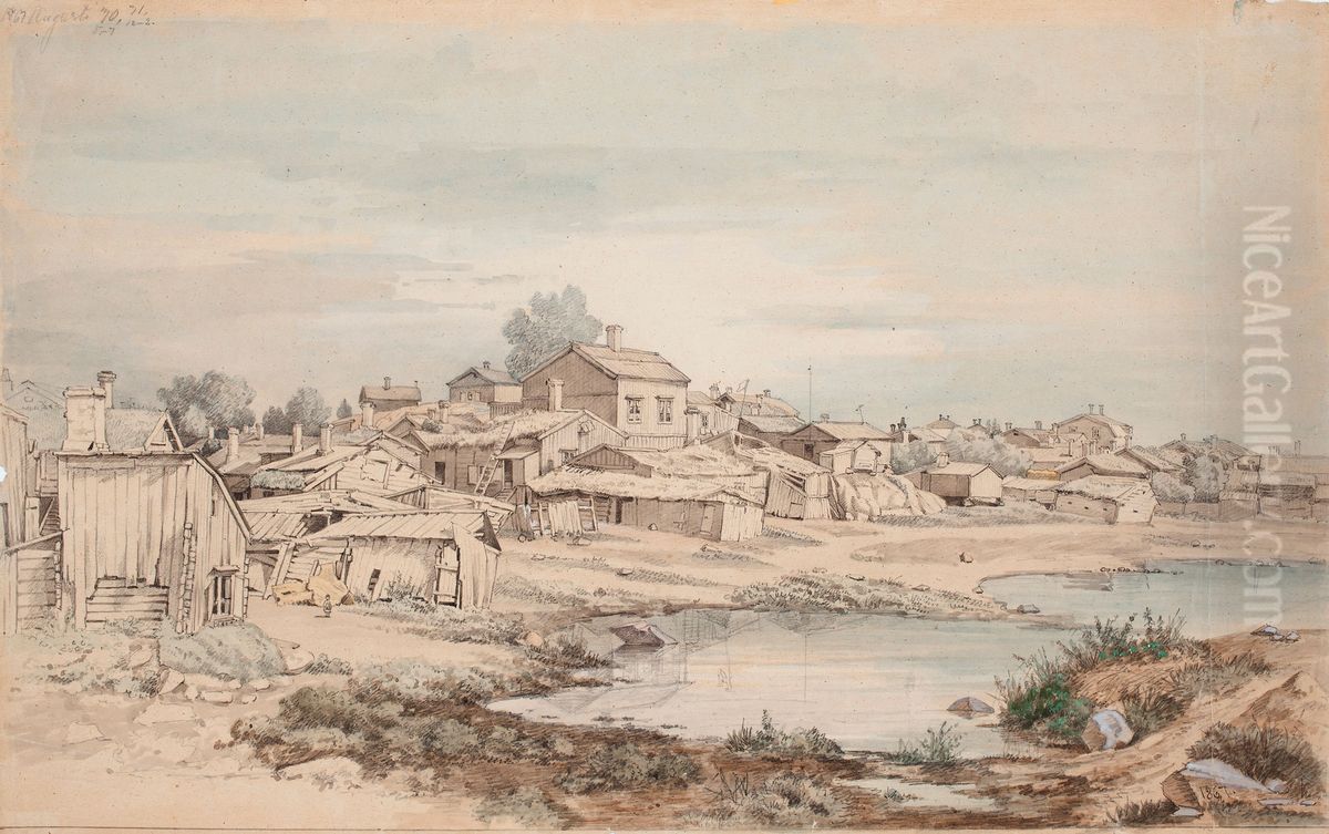 Katajanokka, luonnos Oil Painting by Magnus Von Wright