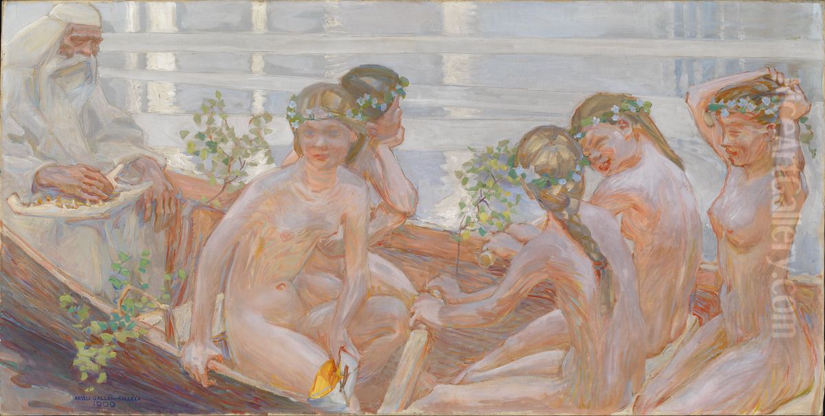 Vainamoinen's Voyage Oil Painting by Akseli Valdemar Gallen-Kallela
