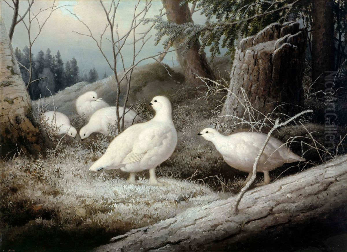 Ptarmigans Oil Painting by Ferdinand von Wright