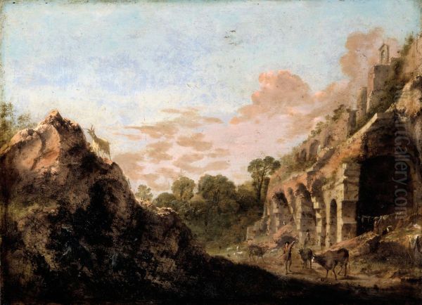 Landscape with ruins Oil Painting by Bartholomeus Breenbergh