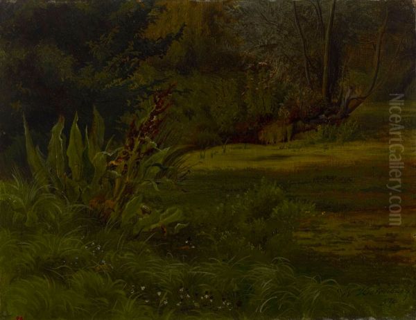 Lampi metsassa, harjoitelma Oil Painting by Werner Holmberg