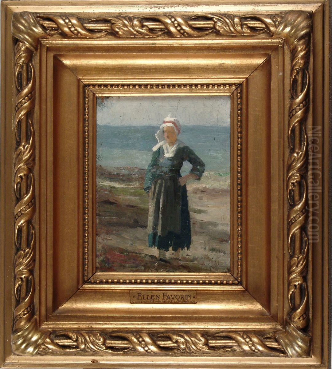 Woman on the Beach Oil Painting by Ellen Favorin