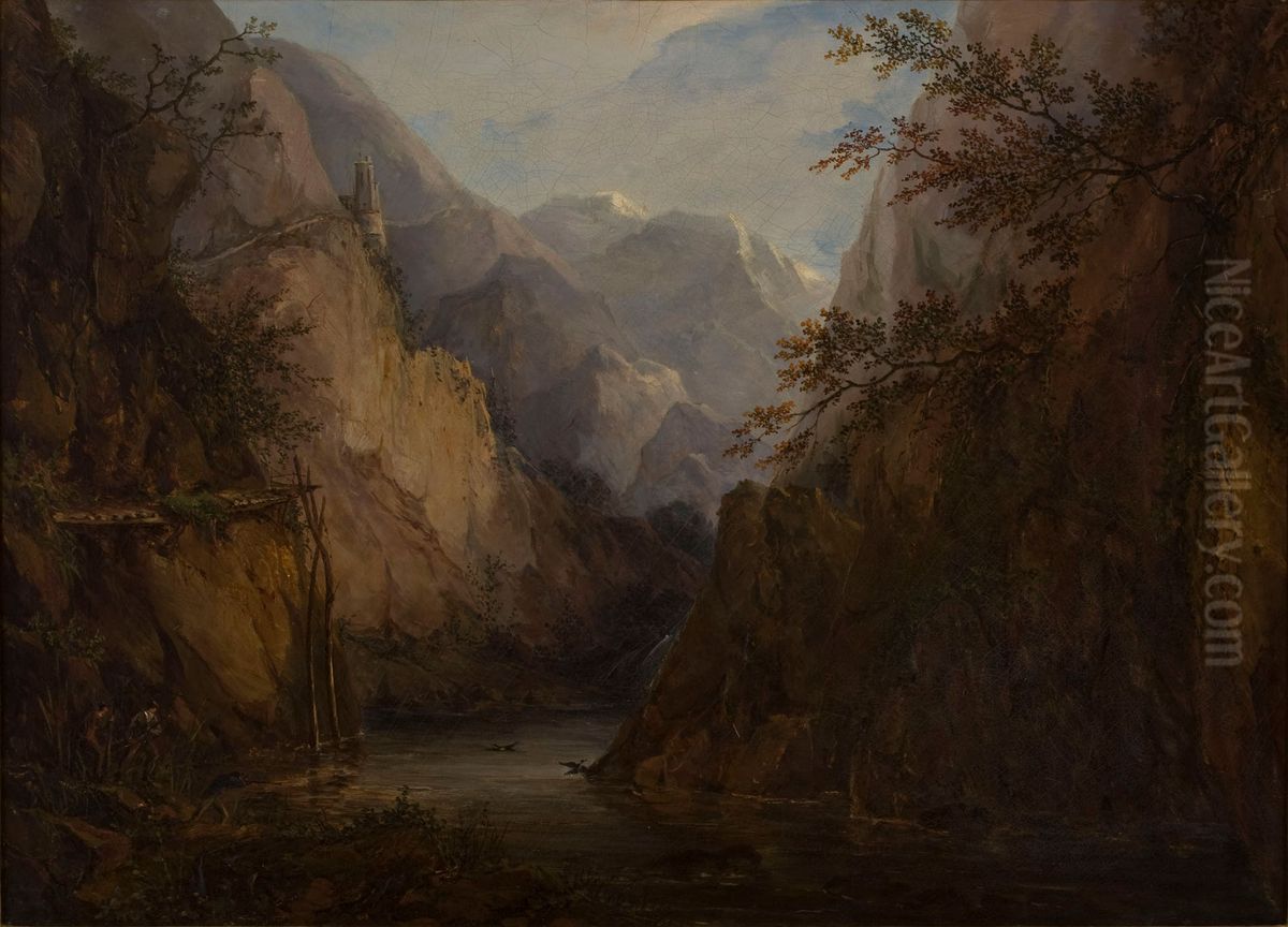 Norsk fjelltrakt Oil Painting by Per Gustaf von Heideken
