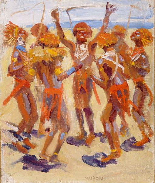 Dansande kikujukrigarn Oil Painting by Akseli Valdemar Gallen-Kallela
