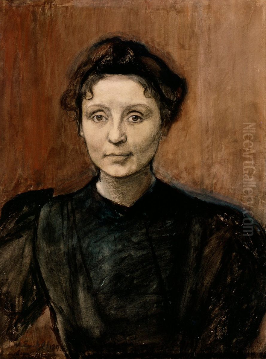 Portrait of Sculptor Madeleine Jouvray Oil Painting by Magnus Enckell