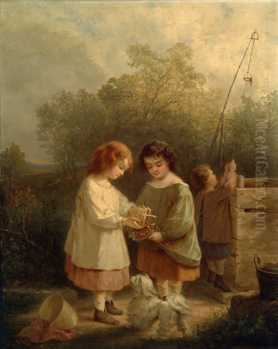 Girls with Berries Oil Painting by Louis Lang