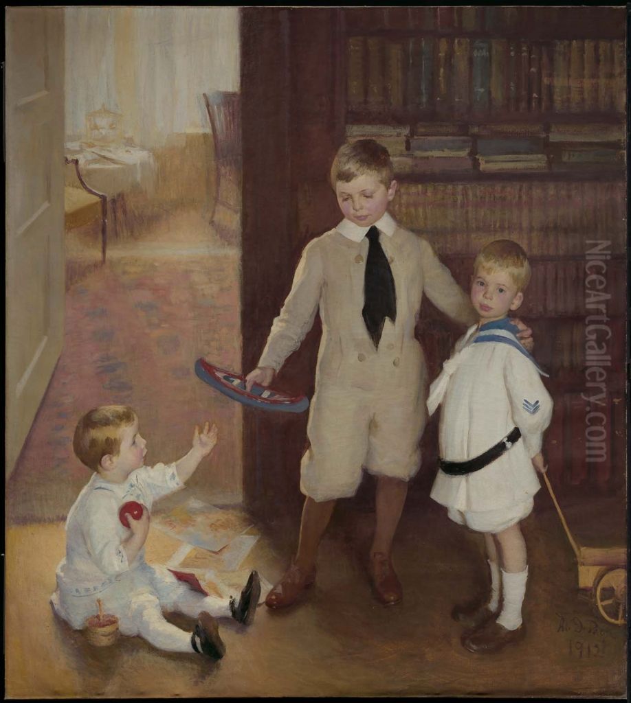 Sam, Lewis and Ward Oil Painting by Marie Danforth Page