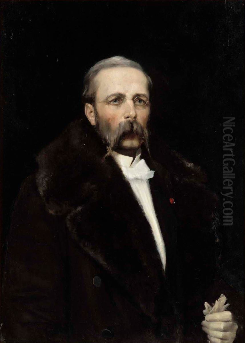 Taiteilijan isan ylijohtaja Carl Albert Edelfeltin muotokuva Oil Painting by Albert Edelfelt