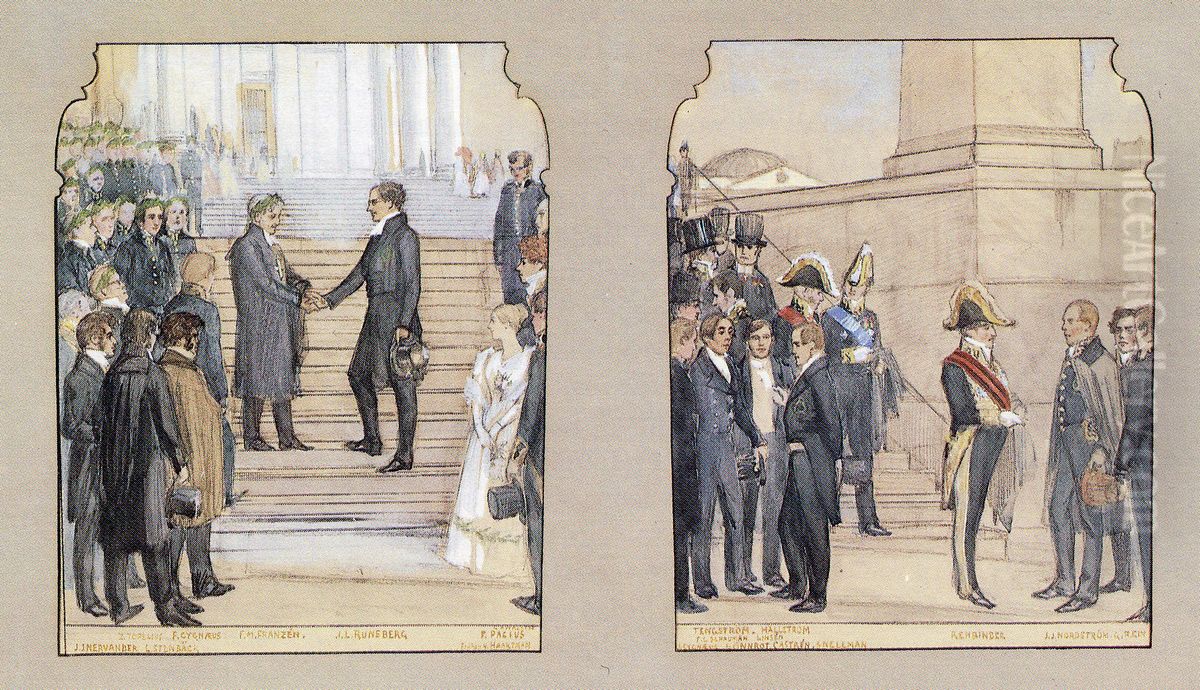 Jubilee Degree Ceremony, Entry for the Competition Oil Painting by Albert Edelfelt