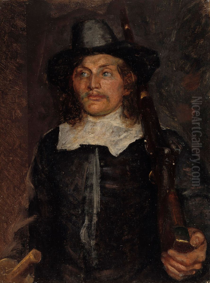 Students leave to defend Copenhagen in 1658. Study. Oil Painting by Kristian Zahrtmann