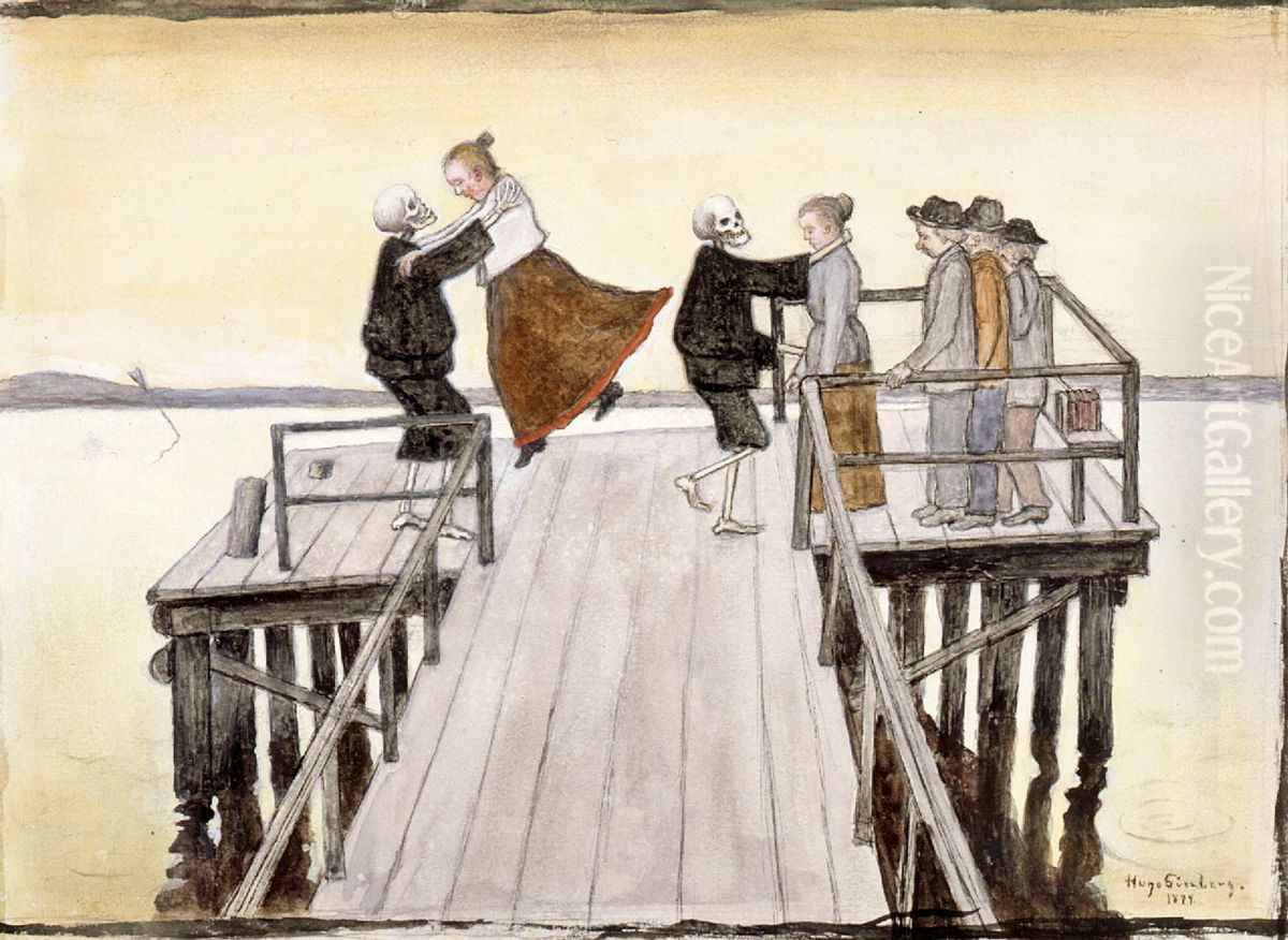 Tanssi sillalla Oil Painting by Hugo Simberg