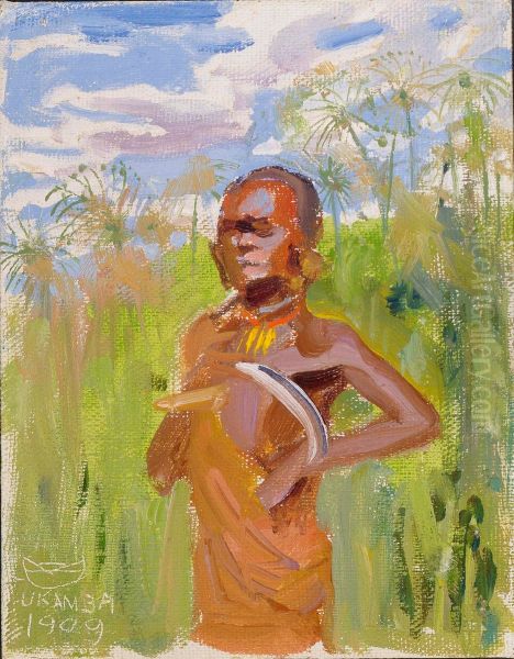 Kikuyu in Papyrus Reeds Oil Painting by Akseli Valdemar Gallen-Kallela