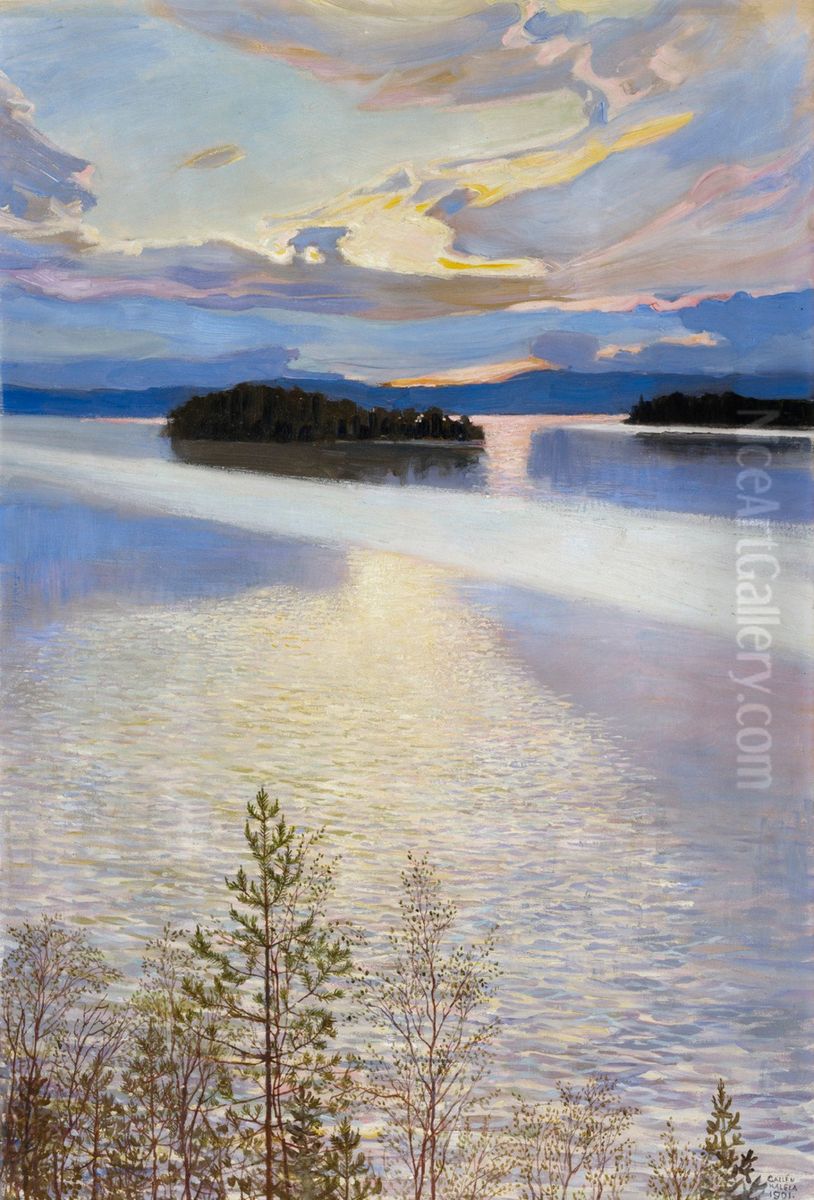 Insjolandskap Oil Painting by Akseli Valdemar Gallen-Kallela