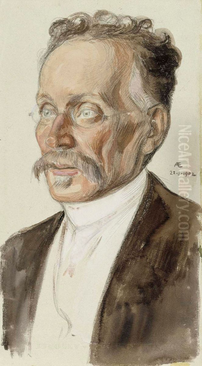 Portrait of Professor J.W. Runeberg Oil Painting by Albert Edelfelt