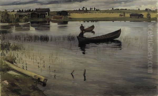 Pilvinen paiva Oil Painting by Vilho Sjostrom
