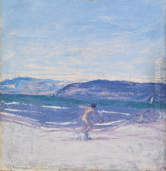 Bollspel (Forte dei Marmi) Oil Painting by Ellen Thesleff
