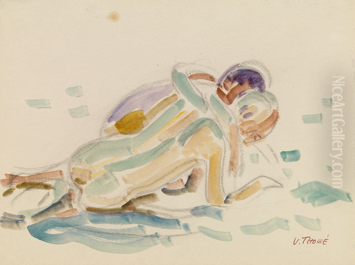 Kaksi leikkivaa poikaa Oil Painting by Verner Thome