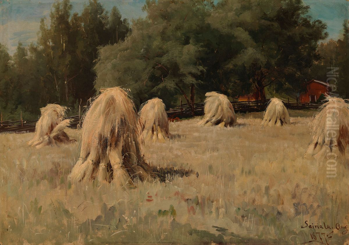 Stacks of Rye Oil Painting by Hjalmar Munsterhjelm