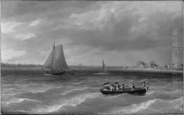 Philadelphia from Petty Island Oil Painting by Thomas Birch