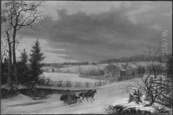 Sleigh Ride in the Country Oil Painting by Thomas Birch