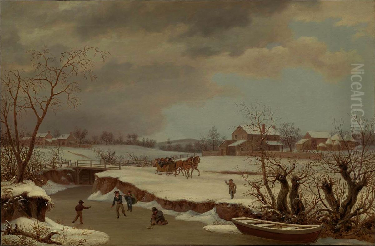 Skating Oil Painting by Thomas Birch