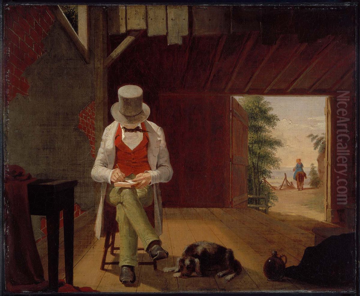 Calculating Oil Painting by Thomas Hicks