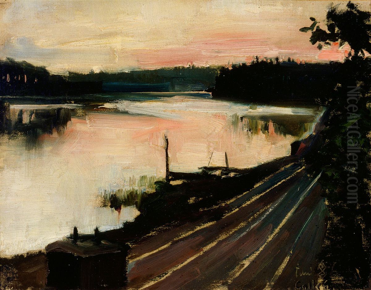 Aftonlandskap fran Djurgarden Oil Painting by Akseli Valdemar Gallen-Kallela