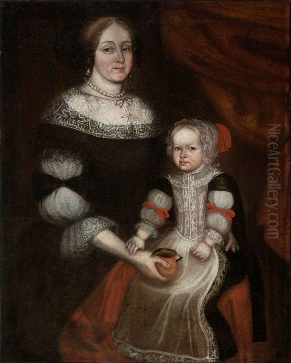 Mrs. Richard Patteshall (Martha Woody) and child Oil Painting by Thomas Smith