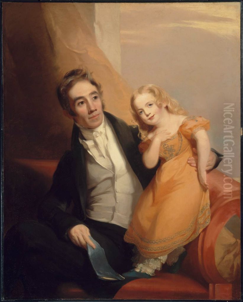 Victor Rene Value and His Daughter Charlotte Oil Painting by Thomas Sully
