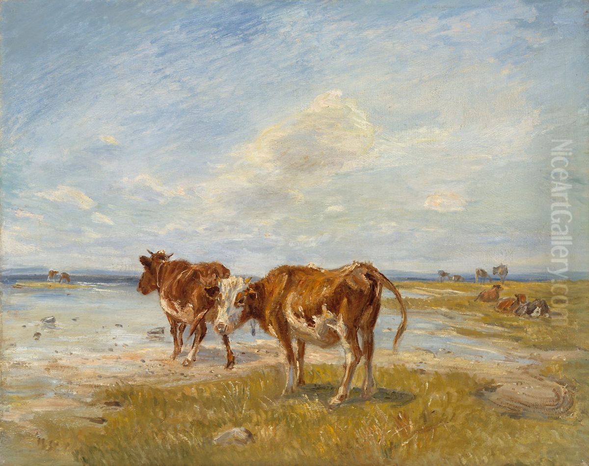 Lehmia rannalla, luonnos Oil Painting by Theodor Esbern Philipsen