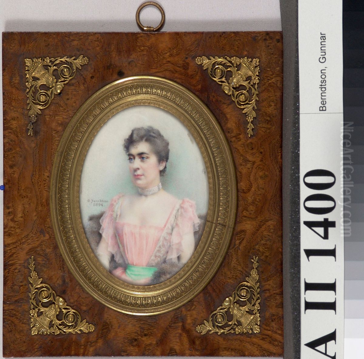 Miniature Portrait of Baroness Delort de Gleon the Younger Oil Painting by Gunnar Berndtson